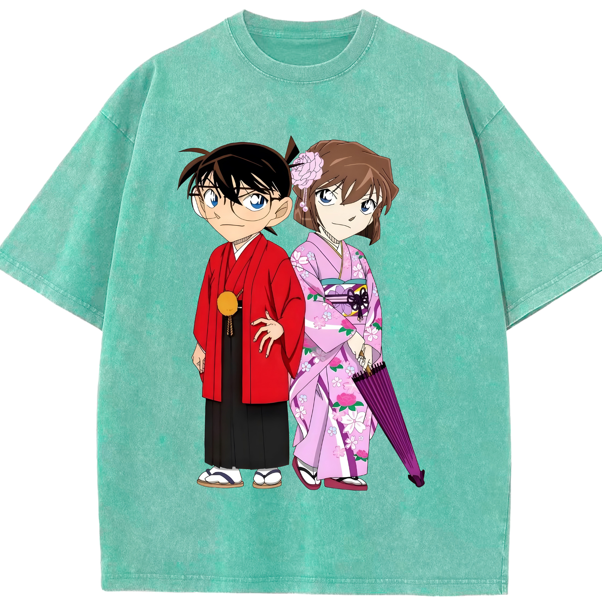 （画像用） 名探偵コナン 江戸川 コナン Detective Conan Conan Edogawa 綿100% ヴィンテージ風 半袖Tシャツ（フロントプリント）
